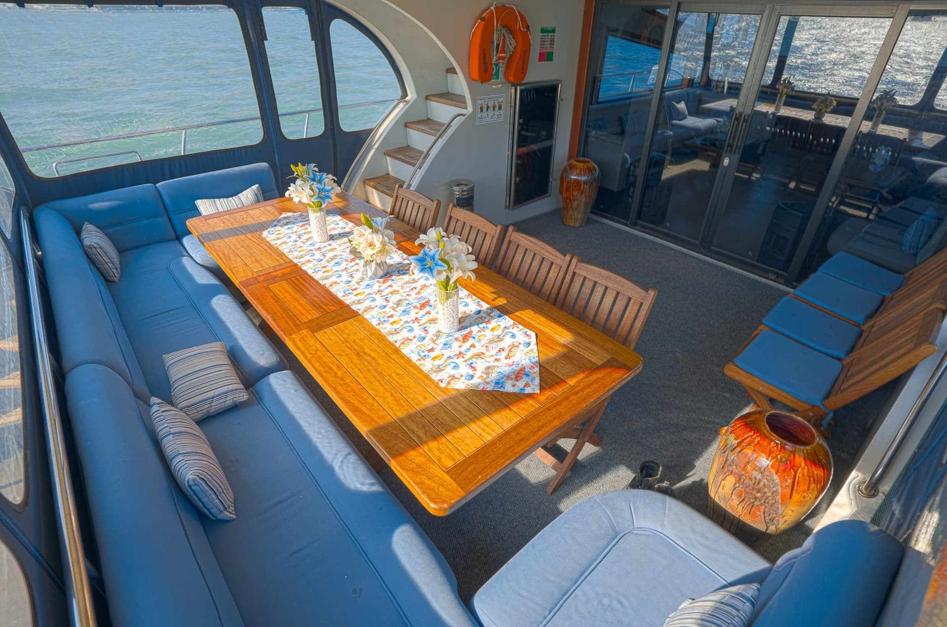 A private yacht deck laid out for a celebration on the Bosphorus